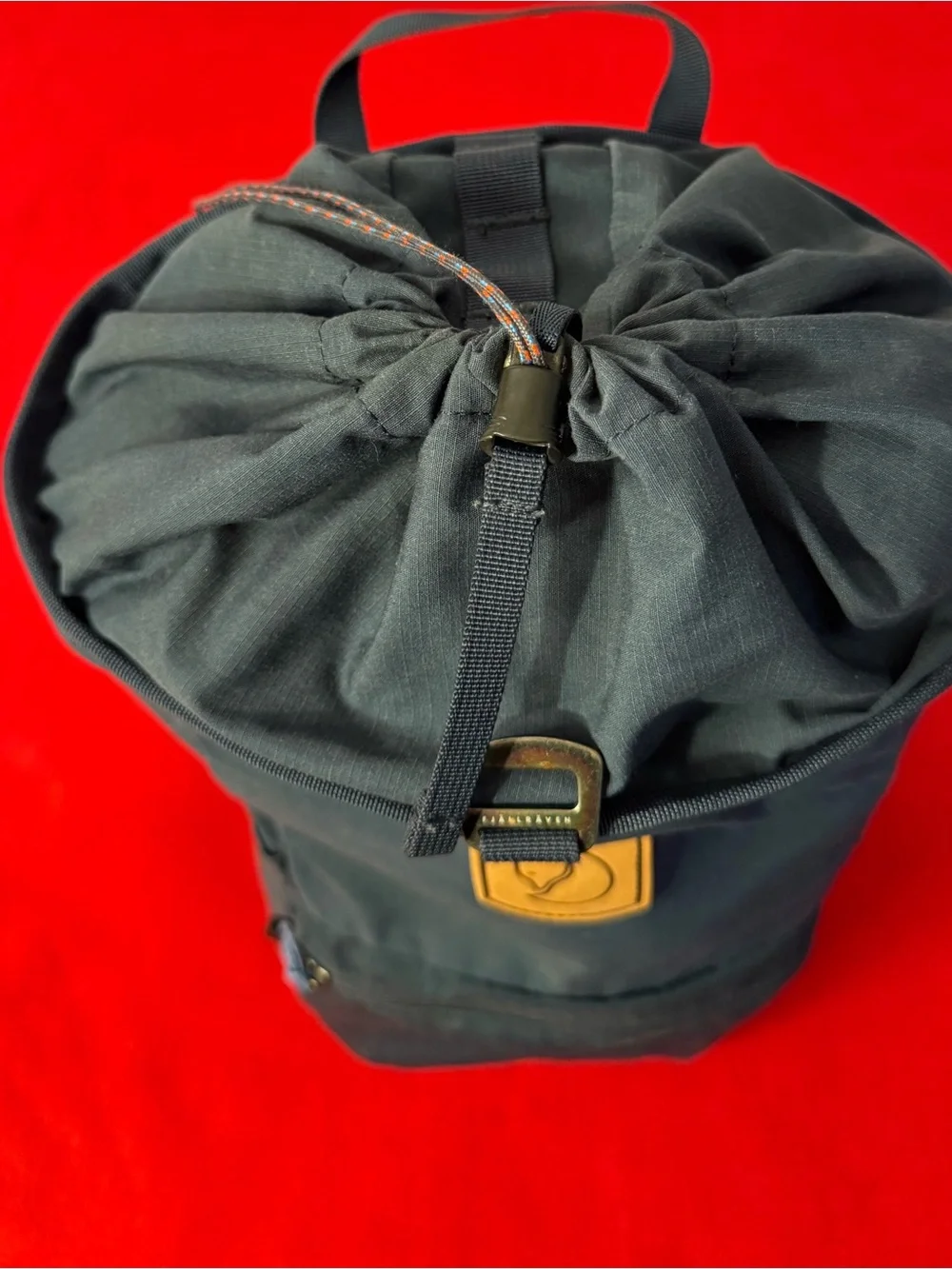 Fjallraven Navy Roll-Top Backpack with Leather Patch